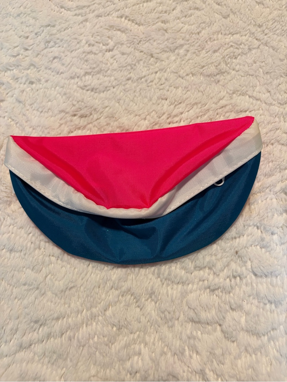 Colorblock Pink, White & Blue Bike Fanny Pack, no strap hook & loop closure